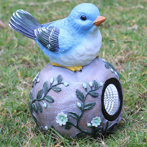 户外花园节能灯小鸟摆件太阳能灯装饰品玻璃钢雕塑别墅公园照明灯