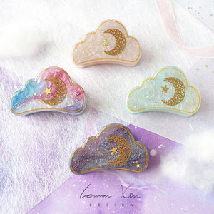 2  柠萌心日韩新款美少女发抓云朵发夹唯美星空少女心头饰洗澡抓夹