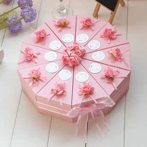 成品粉色创意韩式喜 span class=h>糖盒 /span> 蛋糕结婚礼盒喜 span