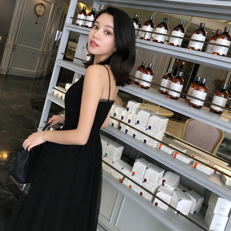 DALU STUDIO spring dress 2018 new style of ladys' wear qualities Vs get a sexy long skirt of black lace of supporter one-piece dress 5 dollars - intl