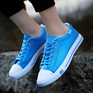 男初中学生秋天休闲运动浅天蓝色帆布鞋韩版悠闲步行凡布鞋yd板鞋