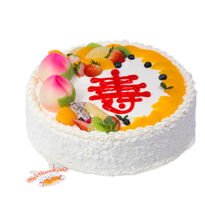 艾利兔【单层 span class=h>寿桃 /span>】 水果老人 祝寿奶油  span