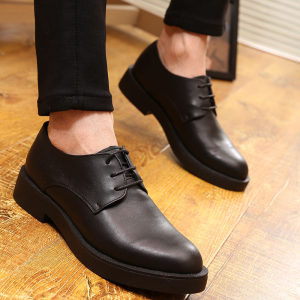 2018冬季英伦男士内增高皮鞋正装商务休闲皮鞋男系带加绒黑色男鞋