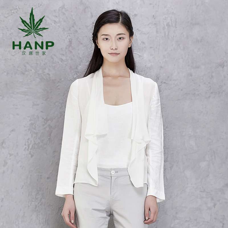 Hanp/汉麻世家亚麻修身西服女中长款休闲便西女西装常规短款