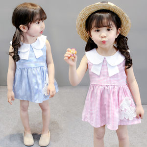 夏装女童女宝宝夏季0花朵无袖1-2-3岁连衣裙子