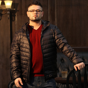 大玛轻薄大码羽绒服短款加肥加大码胖子肥佬男装外套秋冬季特大号