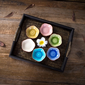 spa碗碟精油碟子陶瓷碗美容院碗精油碗 冰裂釉美容托盘调配碟