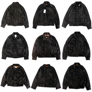 vintage古着复古90年代  span class=h>山羊皮 /span>真皮皮衣宽松