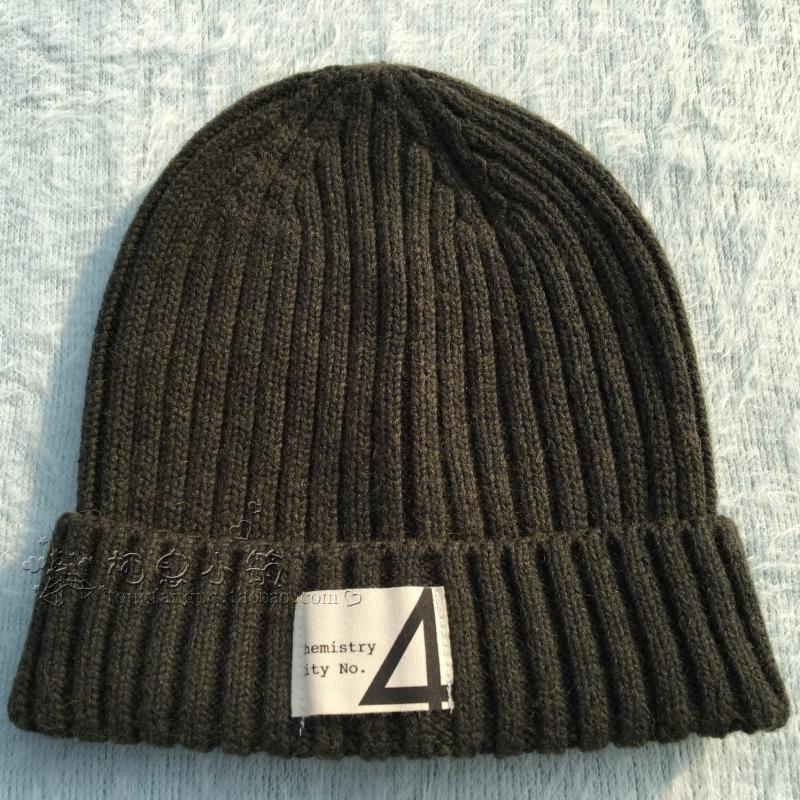 hm2015韩版4号贴布棉毛混纺针织帽保暖套头毛线帽子 青少年针织帽