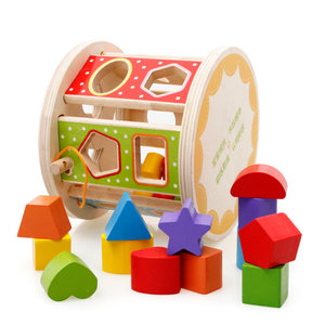 木制儿童多功能形状智力绕珠立体几何配对积木宝宝早教益智玩具