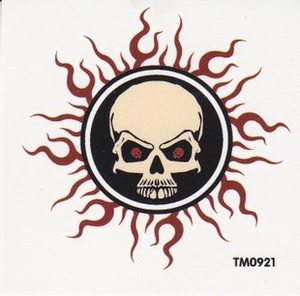 class=h>纹身贴 /span>纸 防水刺青 男女款 个性骷髅头 太阳火焰图腾 