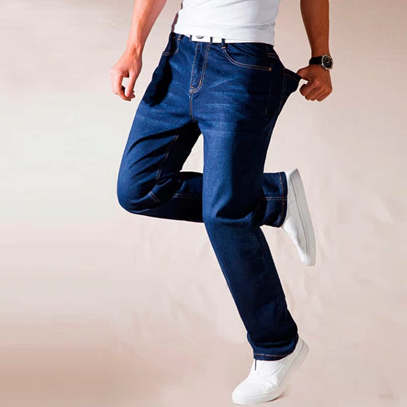 非与狼共舞百元男裤正品大白鲨2016夏弹力薄款宽松直筒牛仔裤男裤