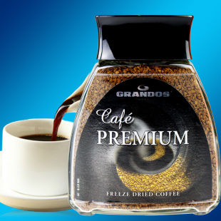 德国原装进口 格兰特grandos冻干瓶装速溶黑咖啡纯咖啡200g