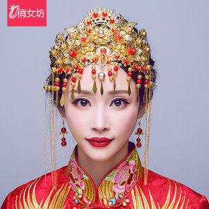 俏女坊新娘头饰红色中式发饰秀禾服敬酒礼服发