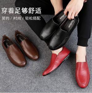 品牌男鞋夏季真皮休闲皮鞋男士软底豆豆鞋牛皮