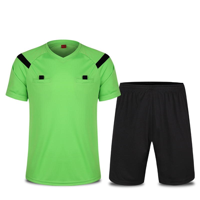 热卖足球裁判服套装男女短袖纯色团购比赛足球裁判用品球衣裁判装