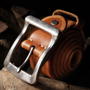 热销头层纯牛皮手工皮带男真牛皮男士 span class=h>腰带 /span>针扣