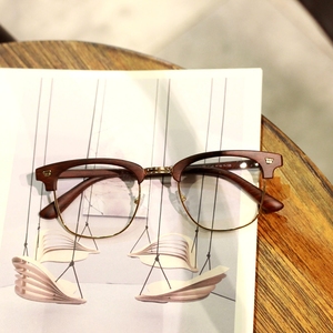 木纹眼镜半框男图片