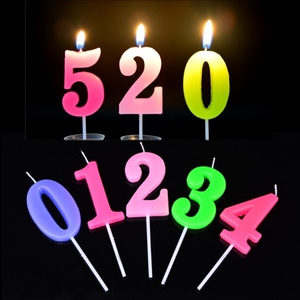 生日蛋糕数字蜡烛0-9带底托创意派对浪漫蜡烛彩色蛋糕店烘焙蜡烛