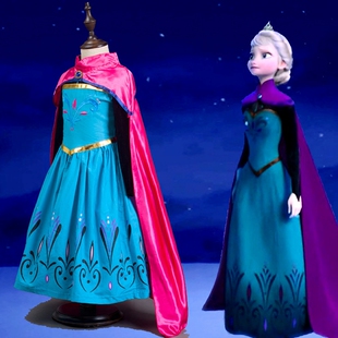 艾莎公主裙子冰雪奇缘女童正版秋冬爱莎女王加冕礼服cos生日洋气