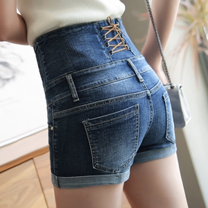 夏天显瘦高腰短裤图片