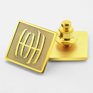 金属拉丝底纹徽章定制正方形logo世联房地产公司司徽领扣高卡胸针